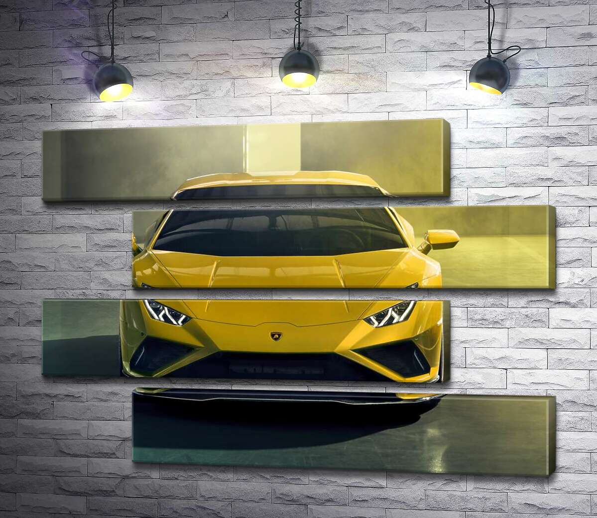 модульна картина Золотий автомобіль Lamborghini Huracan (Модуль №23)