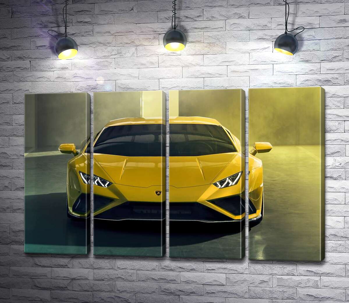 модульная картина Золотой автомобиль Lamborghini Huracan (Модуль №24)