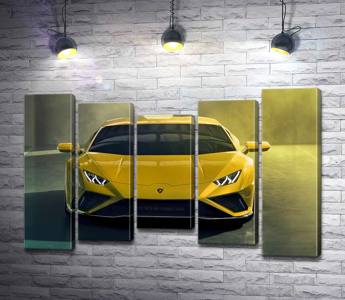 модульна картина Золотий автомобіль Lamborghini Huracan (Модуль №27)