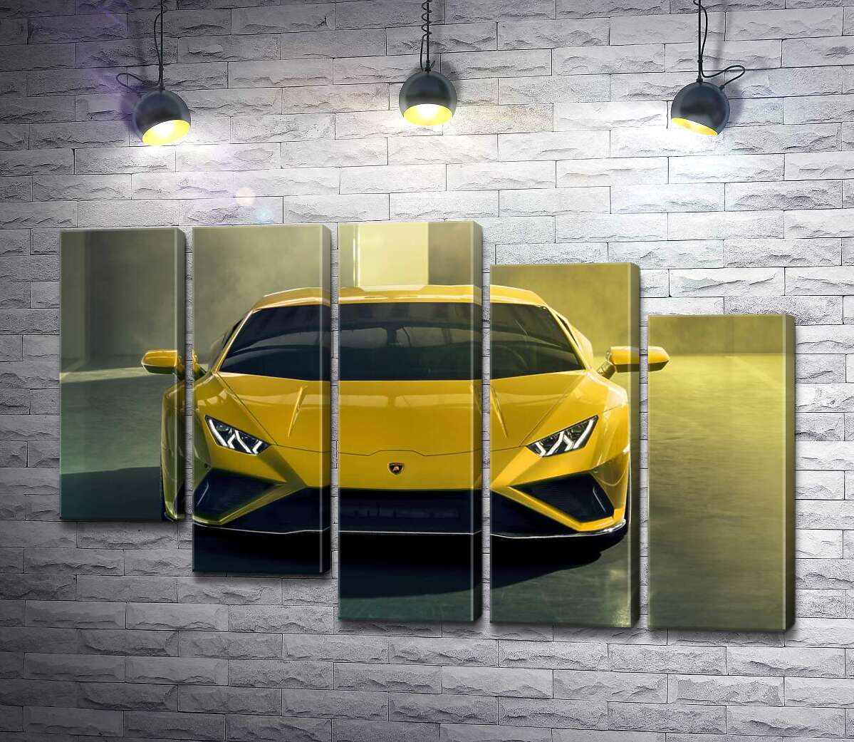 модульная картина Золотой автомобиль Lamborghini Huracan (Модуль №28)