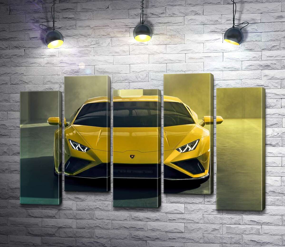 модульная картина Золотой автомобиль Lamborghini Huracan (Модуль №30)
