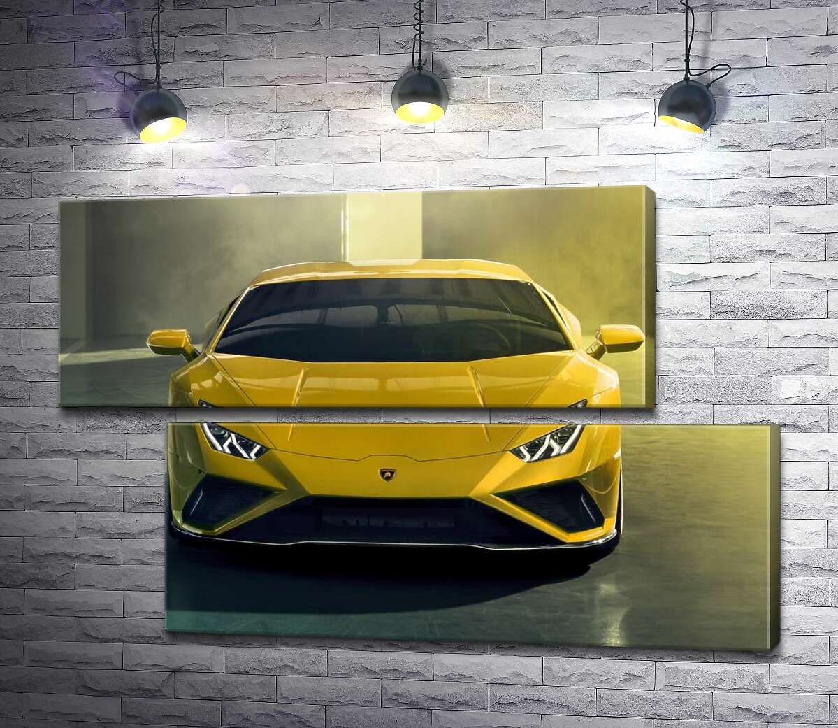 модульна картина Золотий автомобіль Lamborghini Huracan (Модуль №8)
