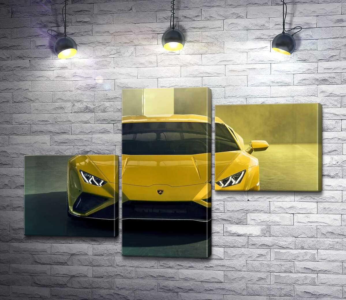 модульна картина Золотий автомобіль Lamborghini Huracan (Модуль №12)