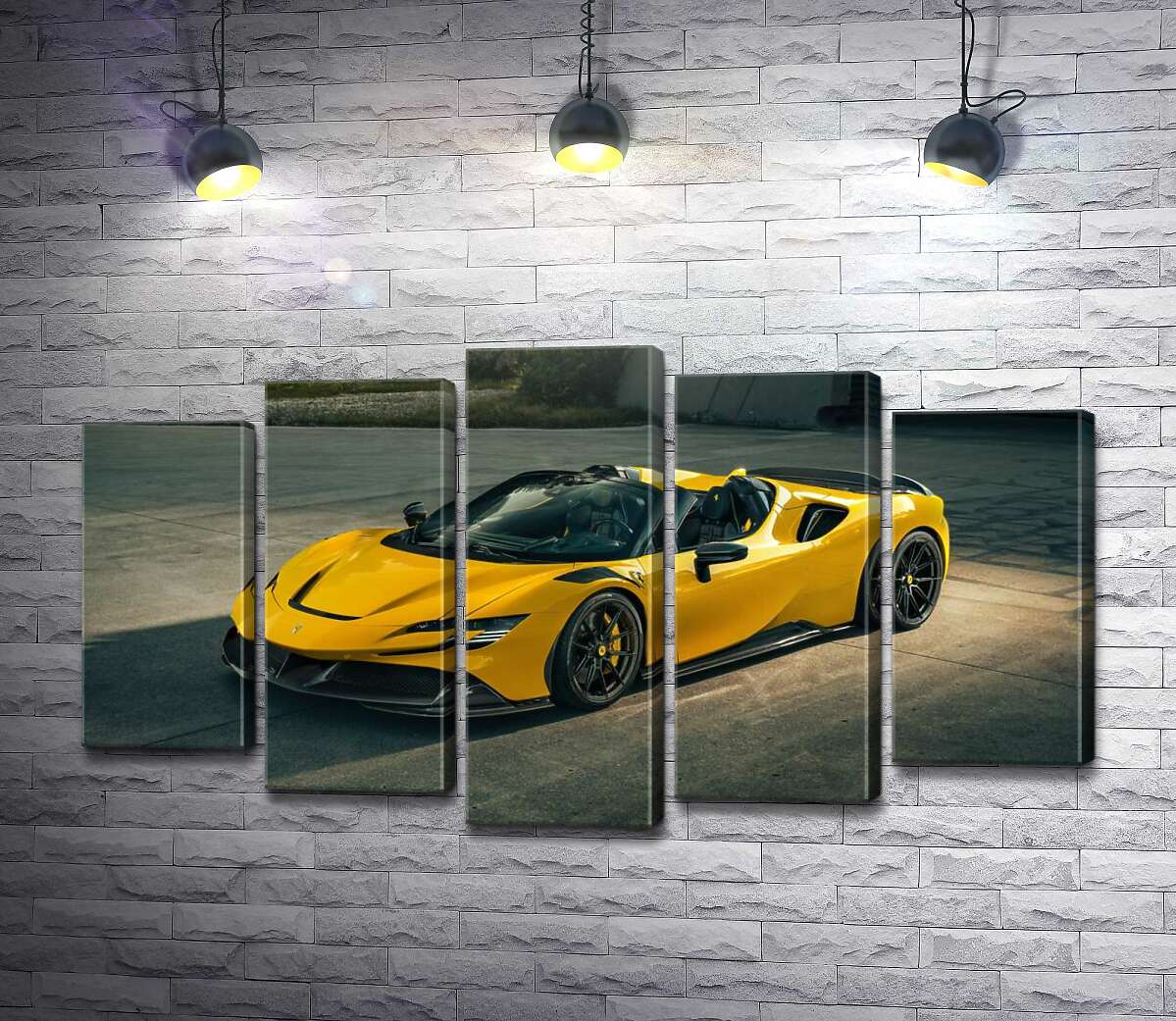 модульная картина Золотой кабриолет Ferrari SF90 Spider (Модуль №4)