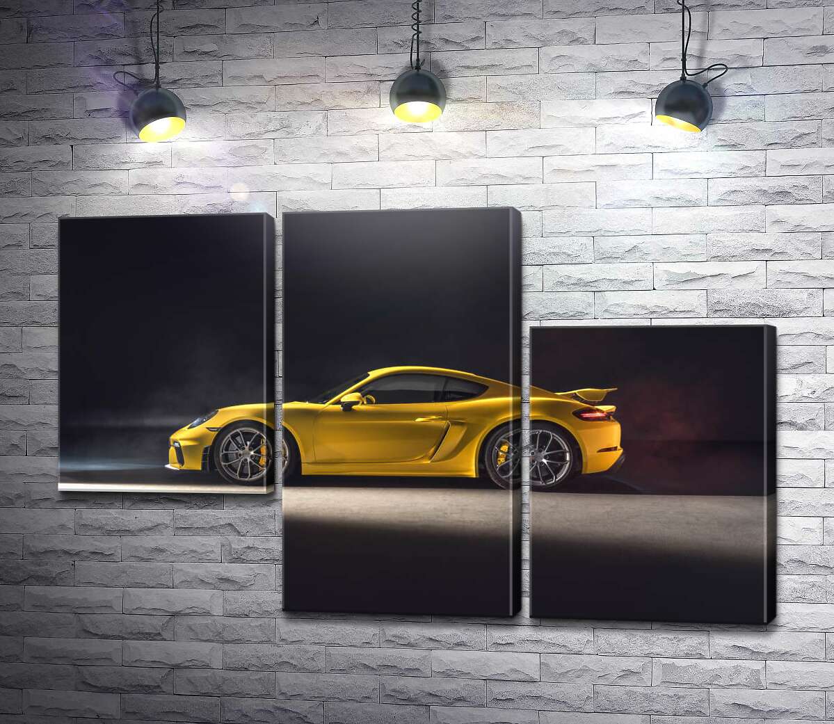 модульная картина Золотой автомобиль Porsche 718 Cayman (Модуль №13)