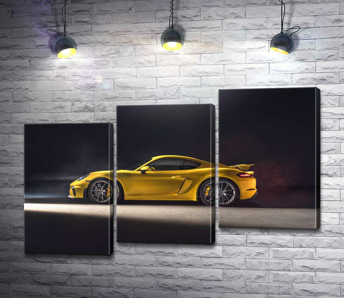 модульная картина Золотой автомобиль Porsche 718 Cayman (Модуль №14)