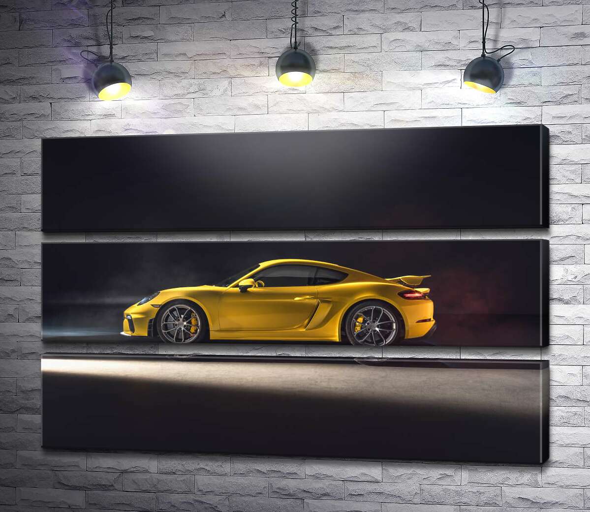 модульна картина Золотий автомобіль Porsche 718 Cayman (Модуль №15)