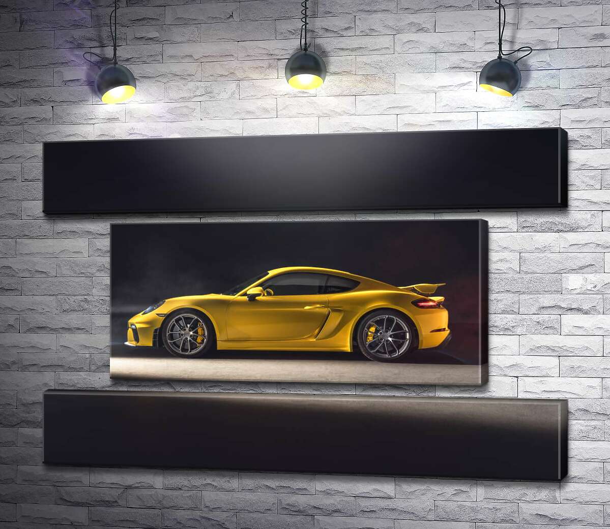 модульная картина Золотой автомобиль Porsche 718 Cayman (Модуль №18)