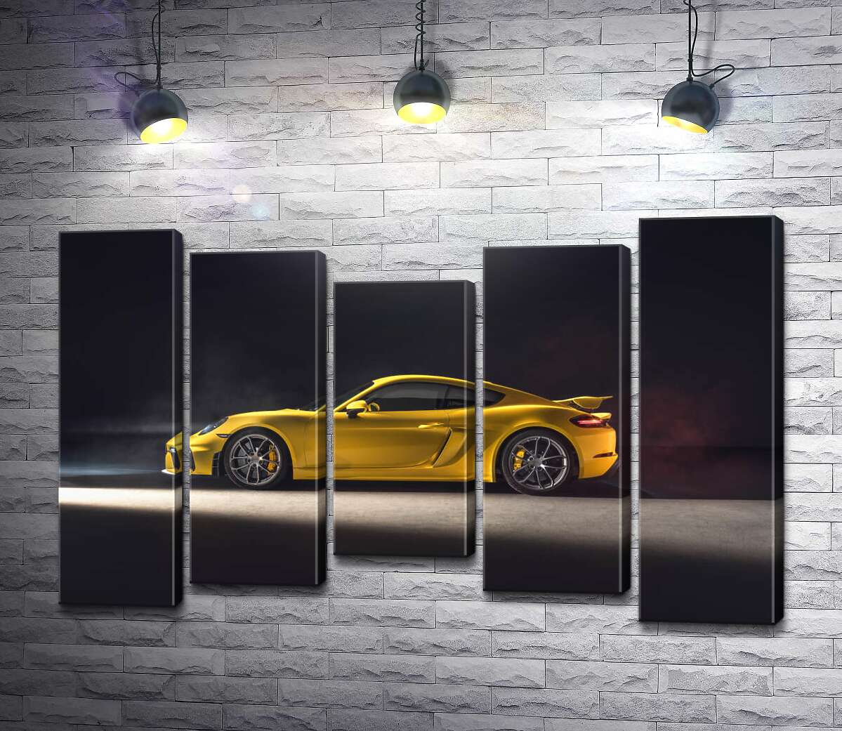 модульна картина Золотий автомобіль Porsche 718 Cayman (Модуль №27)