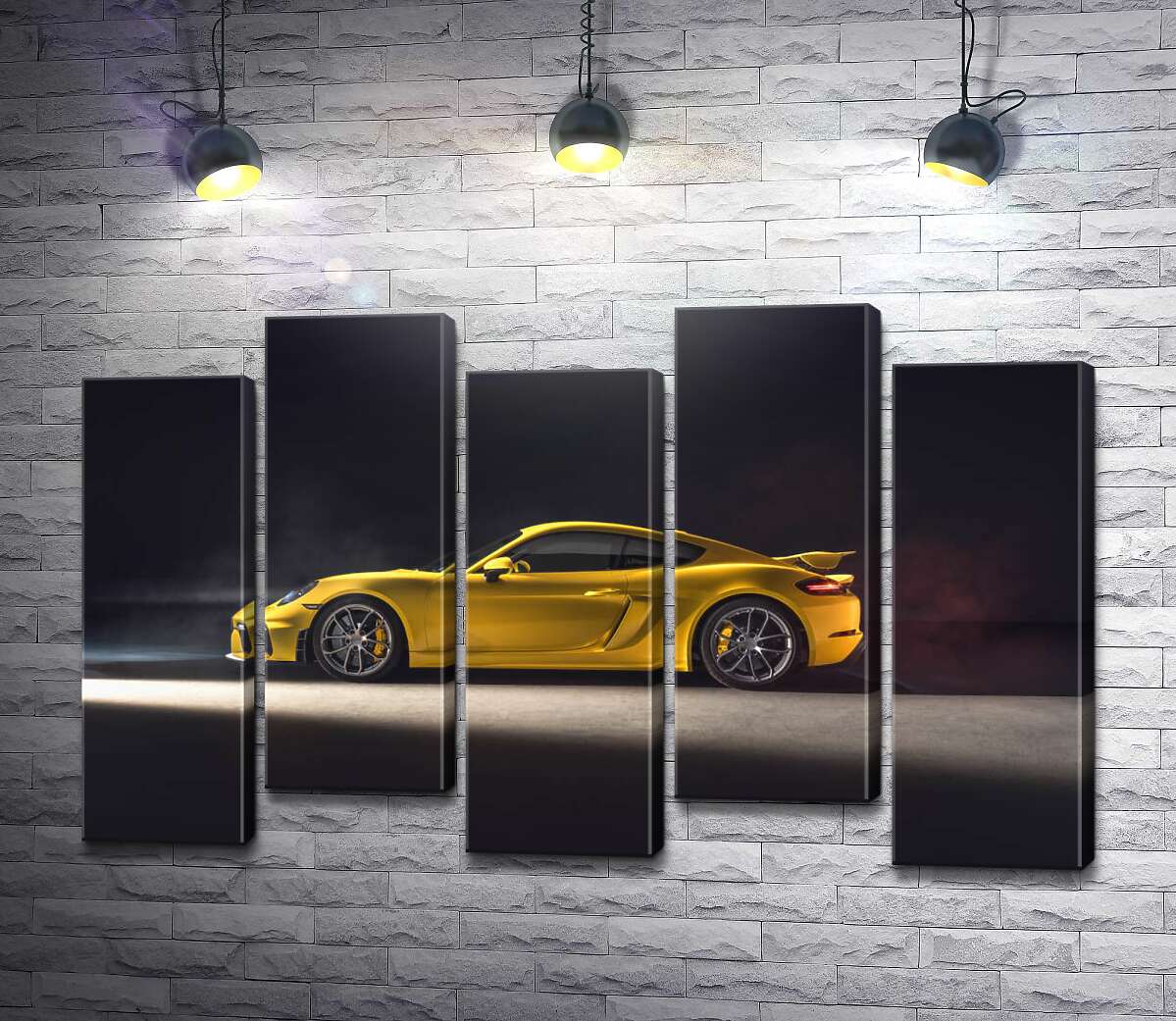 модульна картина Золотий автомобіль Porsche 718 Cayman (Модуль №30)