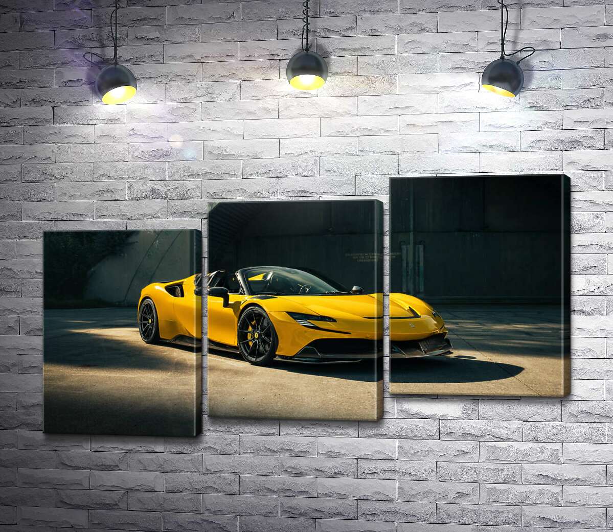 модульная картина Золотой автомобиль Ferrari SF90 Spider (Модуль №14)