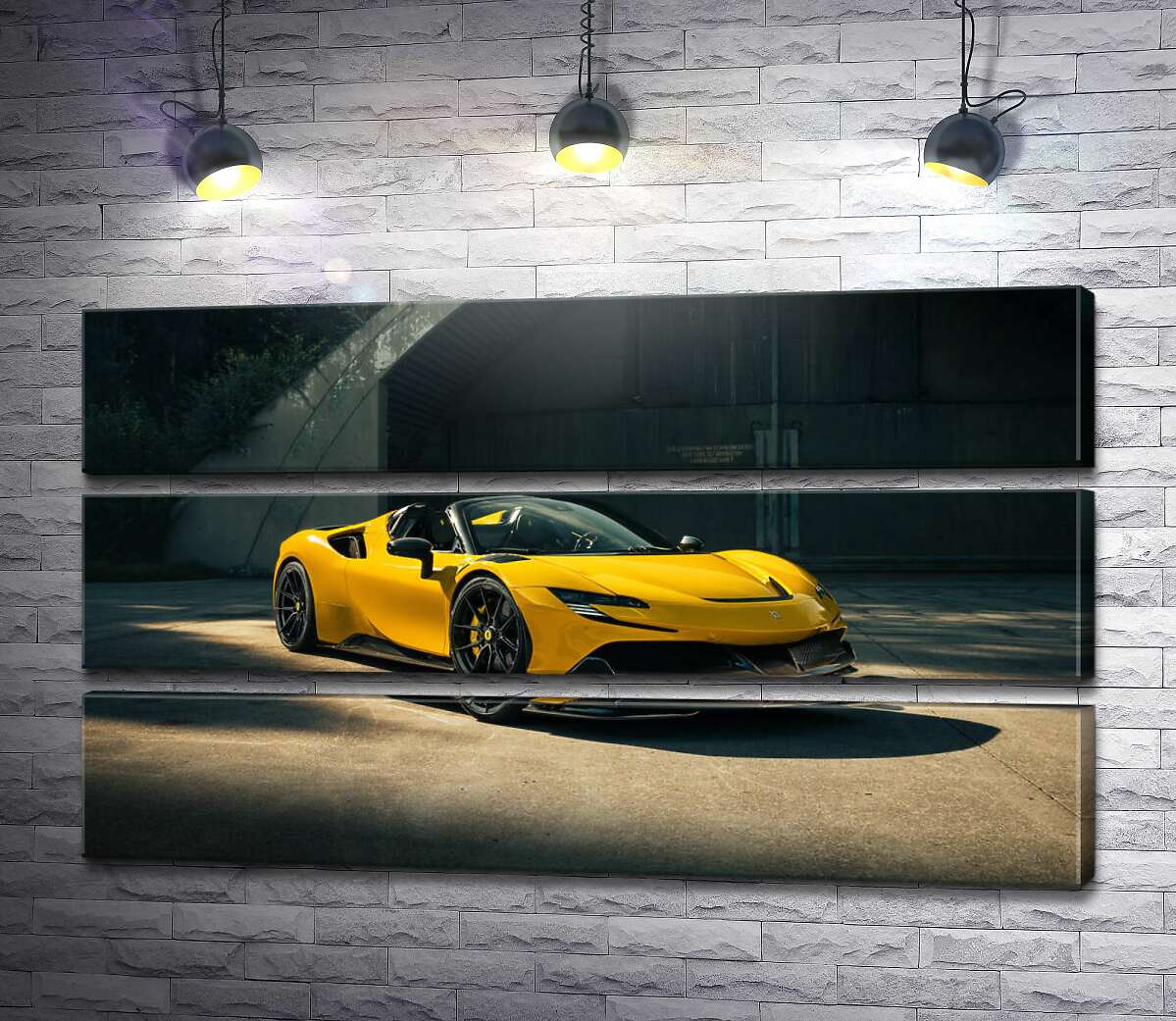 модульная картина Золотой автомобиль Ferrari SF90 Spider (Модуль №15)