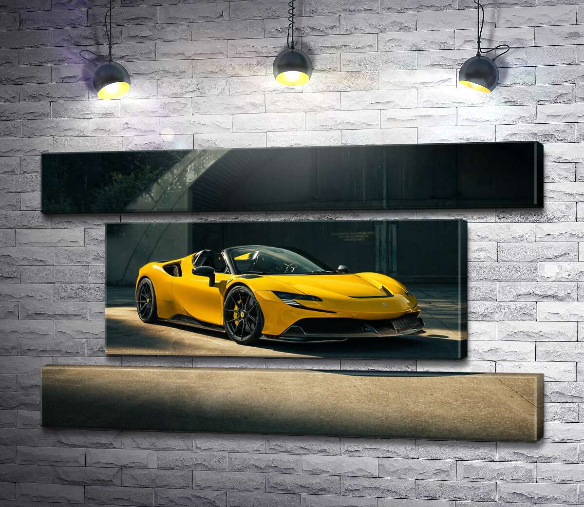 модульная картина Золотой автомобиль Ferrari SF90 Spider (Модуль №18)