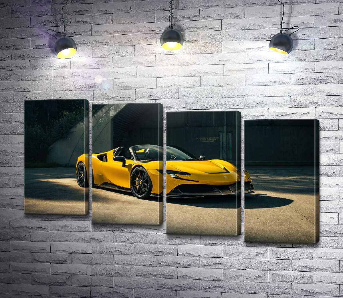 модульная картина Золотой автомобиль Ferrari SF90 Spider (Модуль №19)