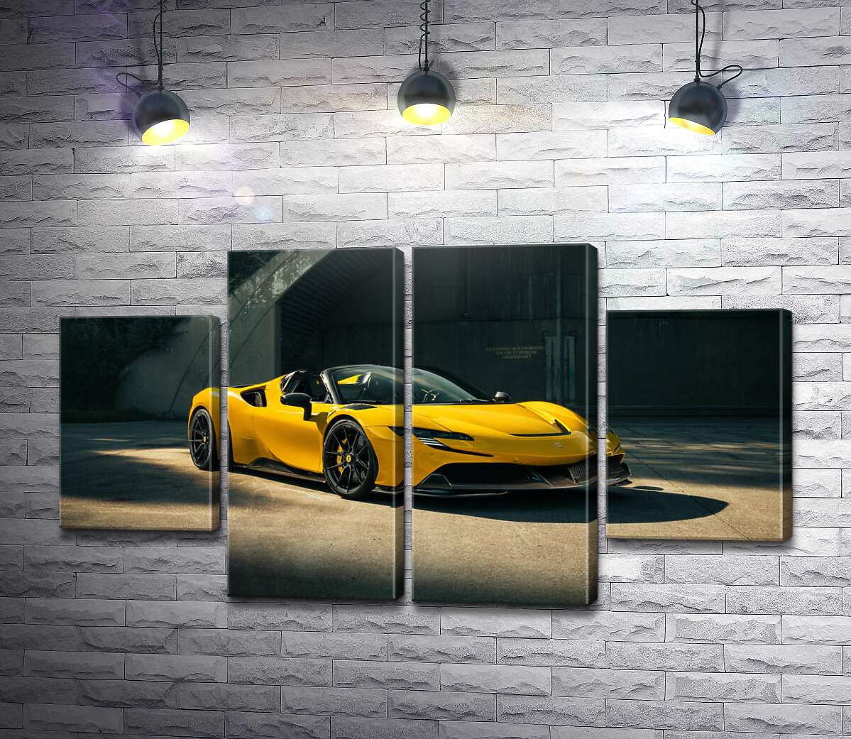 модульна картина Золотий автомобіль Ferrari SF90 Spider (Модуль №20)