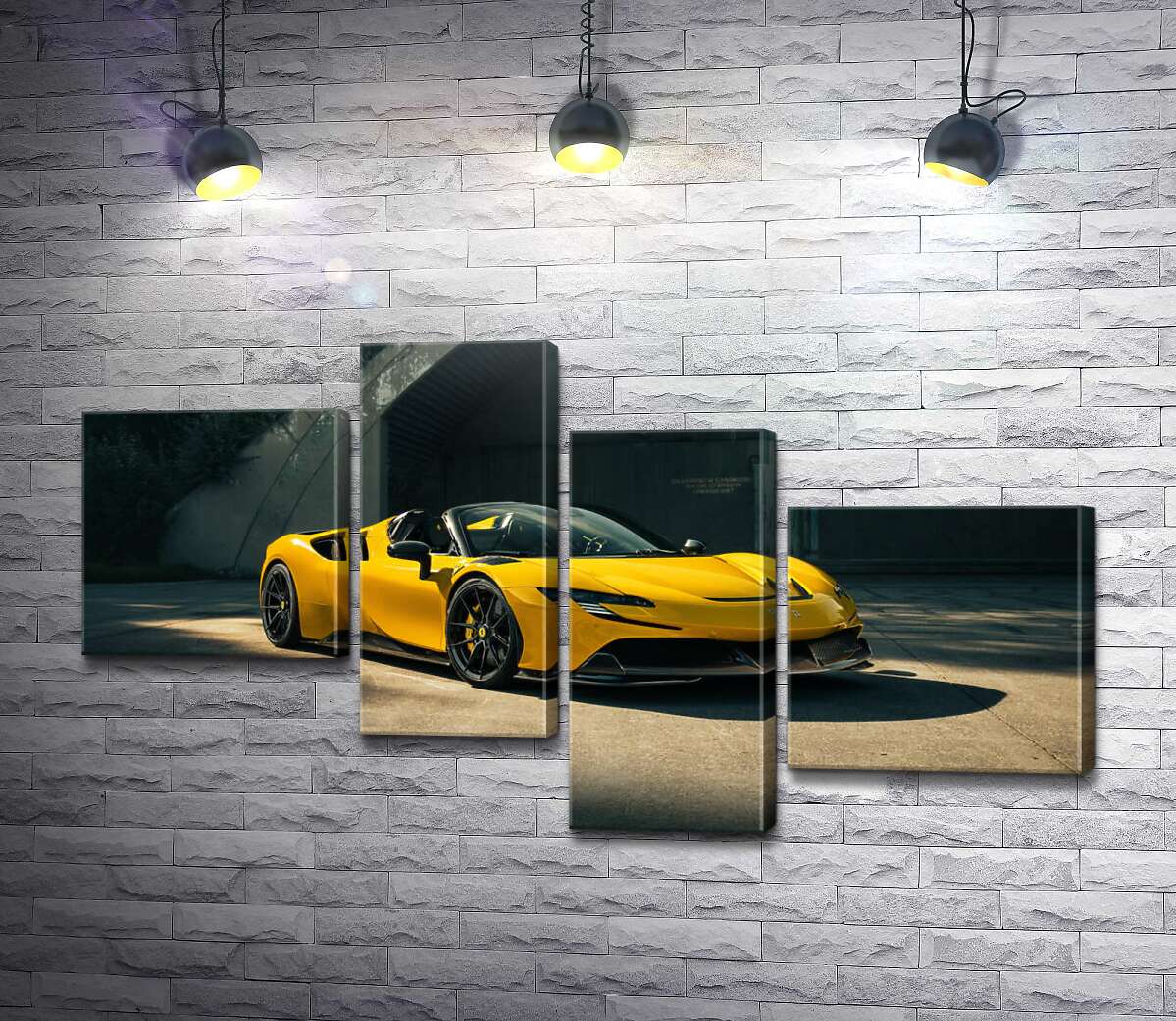 модульная картина Золотой автомобиль Ferrari SF90 Spider (Модуль №21)