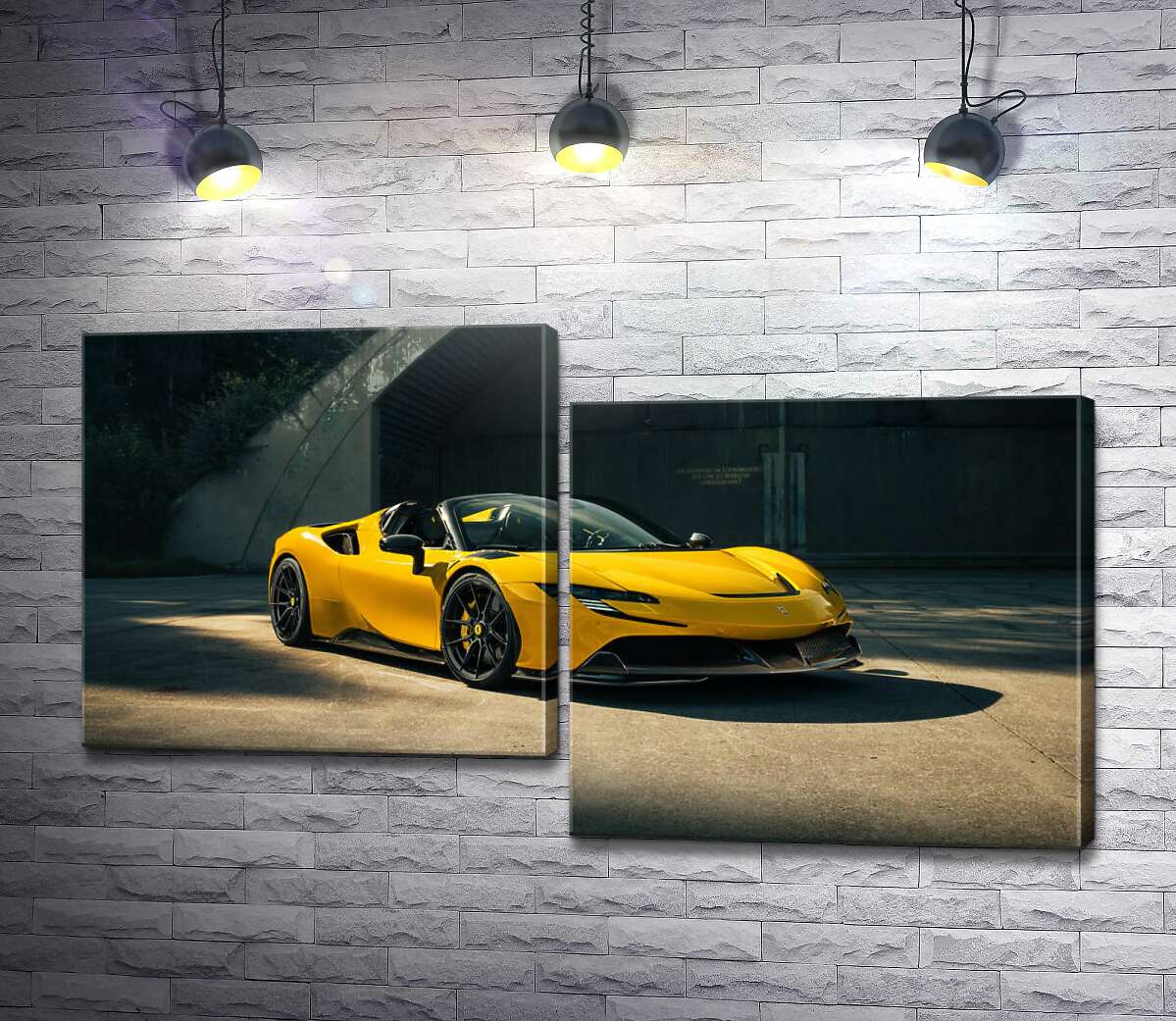 модульна картина Золотий автомобіль Ferrari SF90 Spider (Модуль №9)