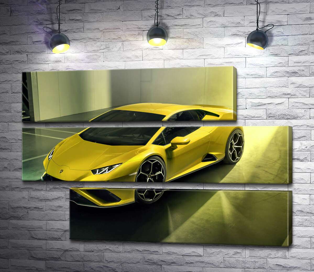 модульная картина Золотой автомобиль Lamborghini Huracan (Модуль №16)