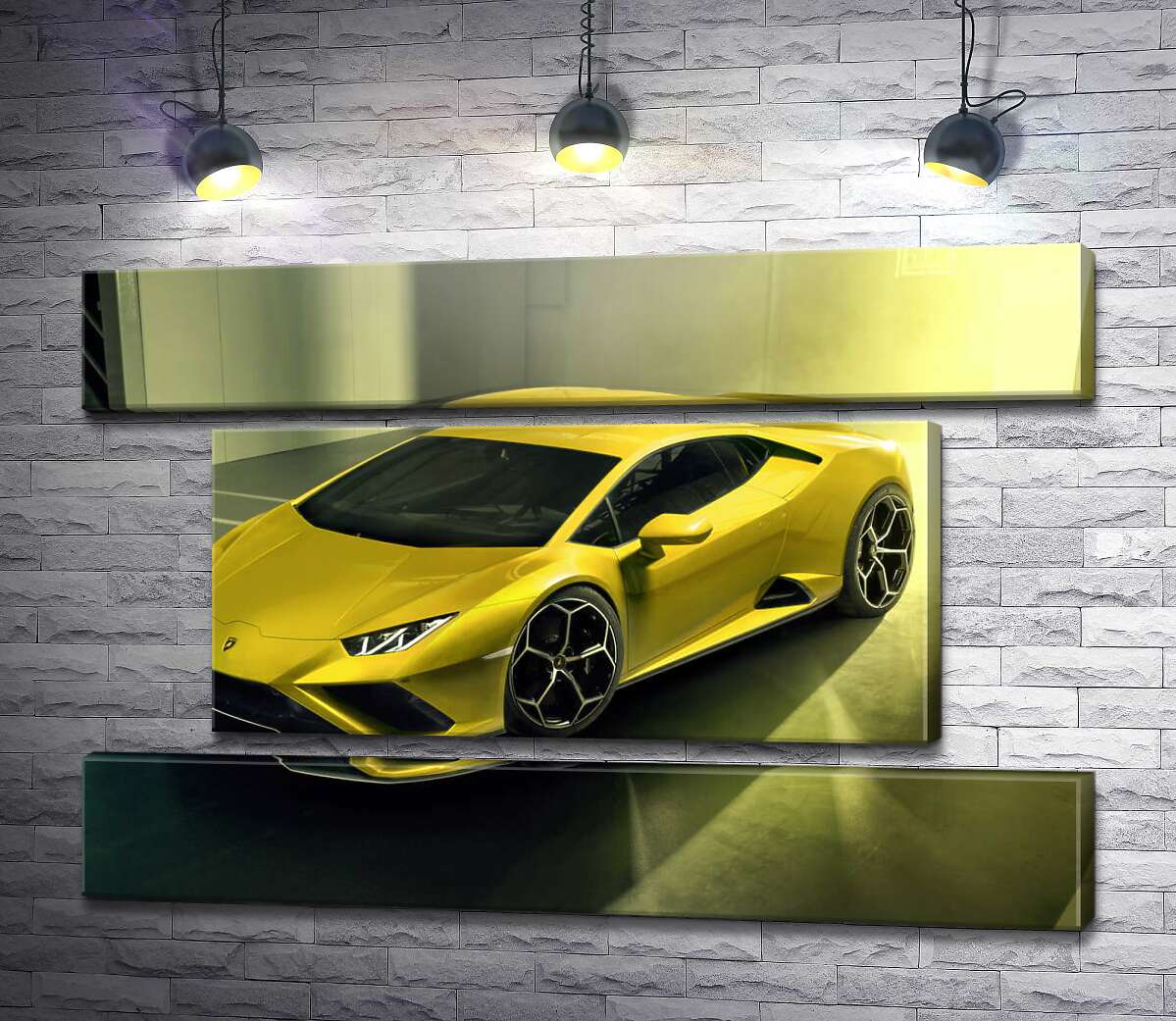 модульна картина Золотий автомобіль Lamborghini Huracan (Модуль №18)