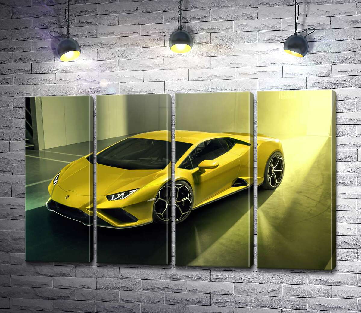 модульная картина Золотой автомобиль Lamborghini Huracan (Модуль №24)