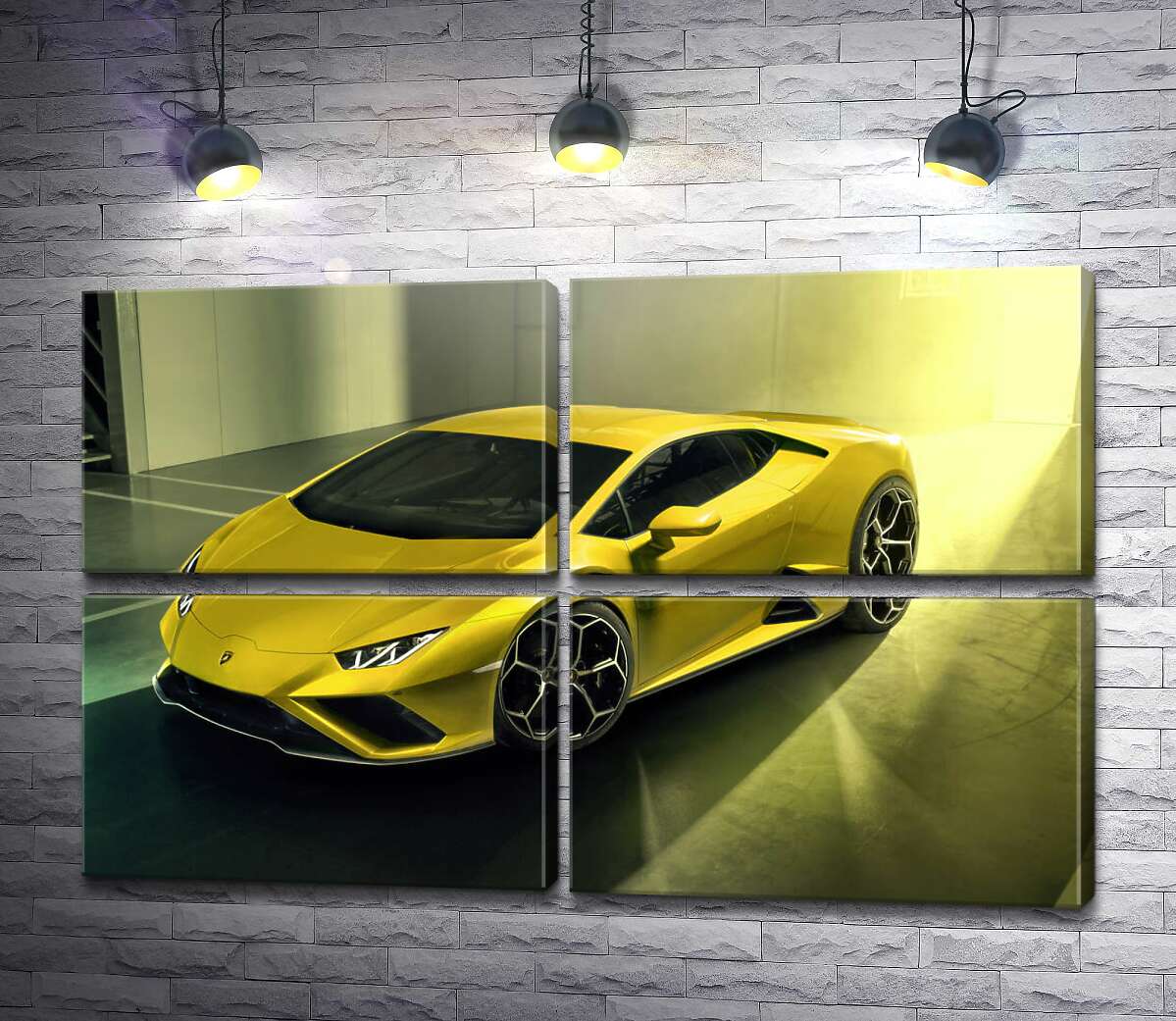 модульная картина Золотой автомобиль Lamborghini Huracan (Модуль №25)