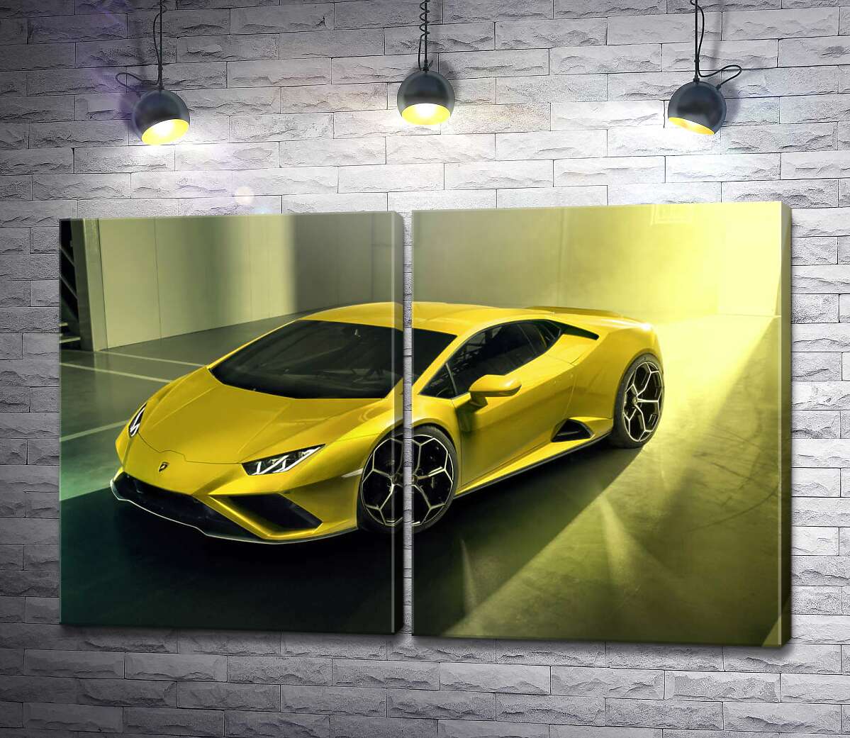 модульна картина Золотий автомобіль Lamborghini Huracan