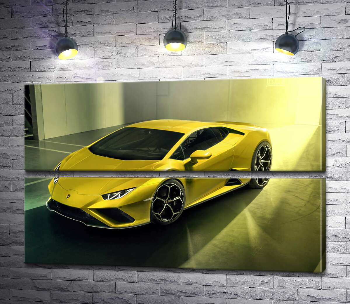 модульная картина Золотой автомобиль Lamborghini Huracan (Модуль №7)