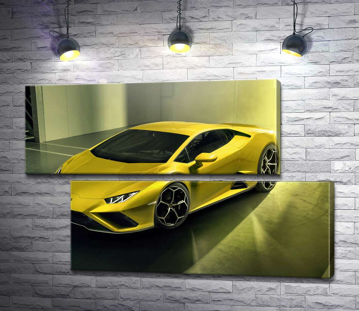 модульна картина Золотий автомобіль Lamborghini Huracan (Модуль №8)