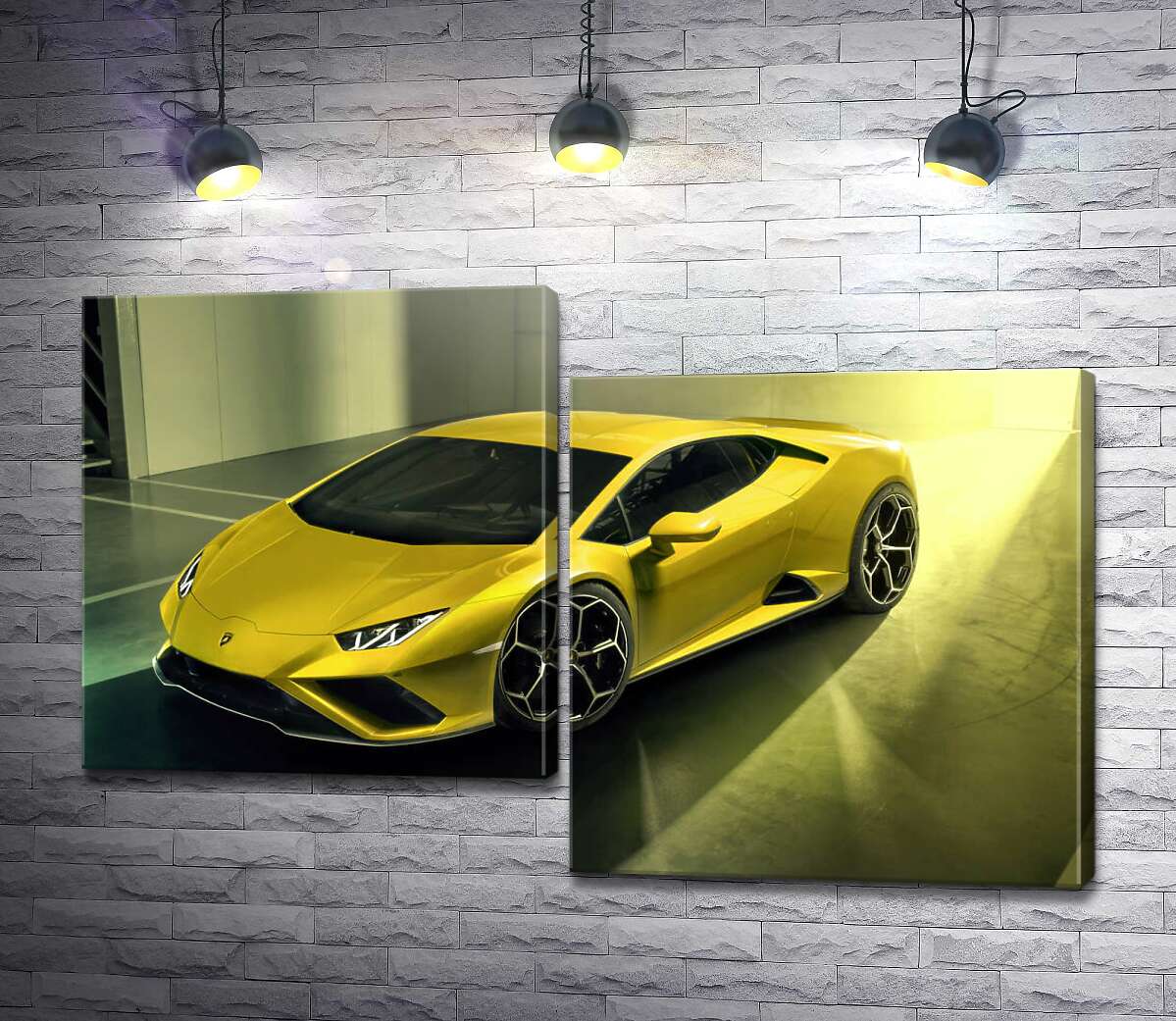 модульна картина Золотий автомобіль Lamborghini Huracan (Модуль №9)