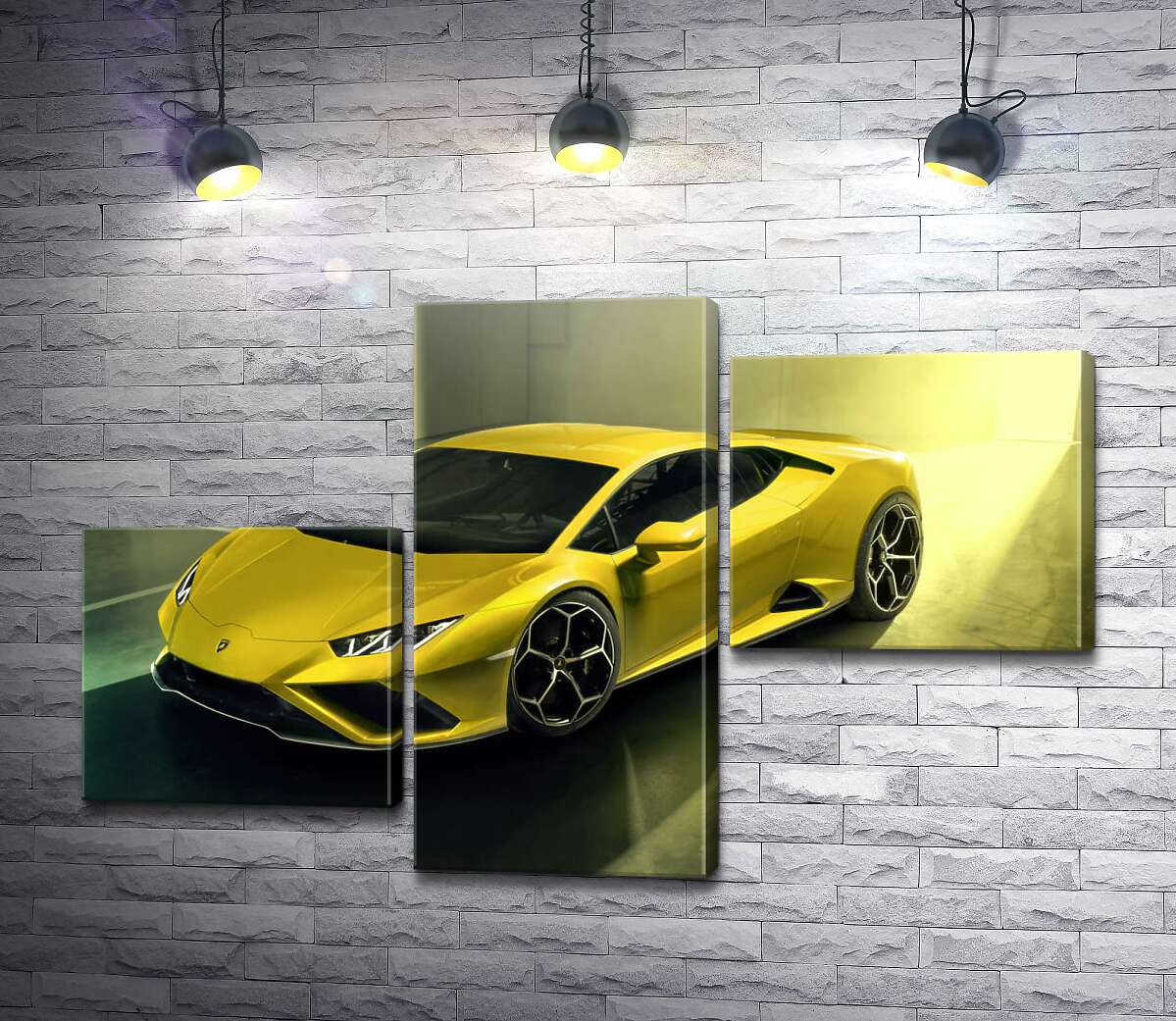 модульна картина Золотий автомобіль Lamborghini Huracan (Модуль №12)