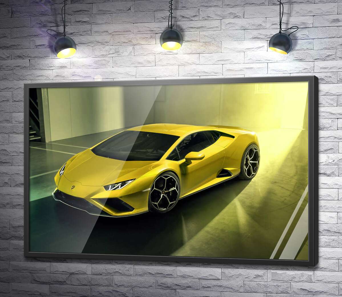 постер Золотой автомобиль Lamborghini Huracan