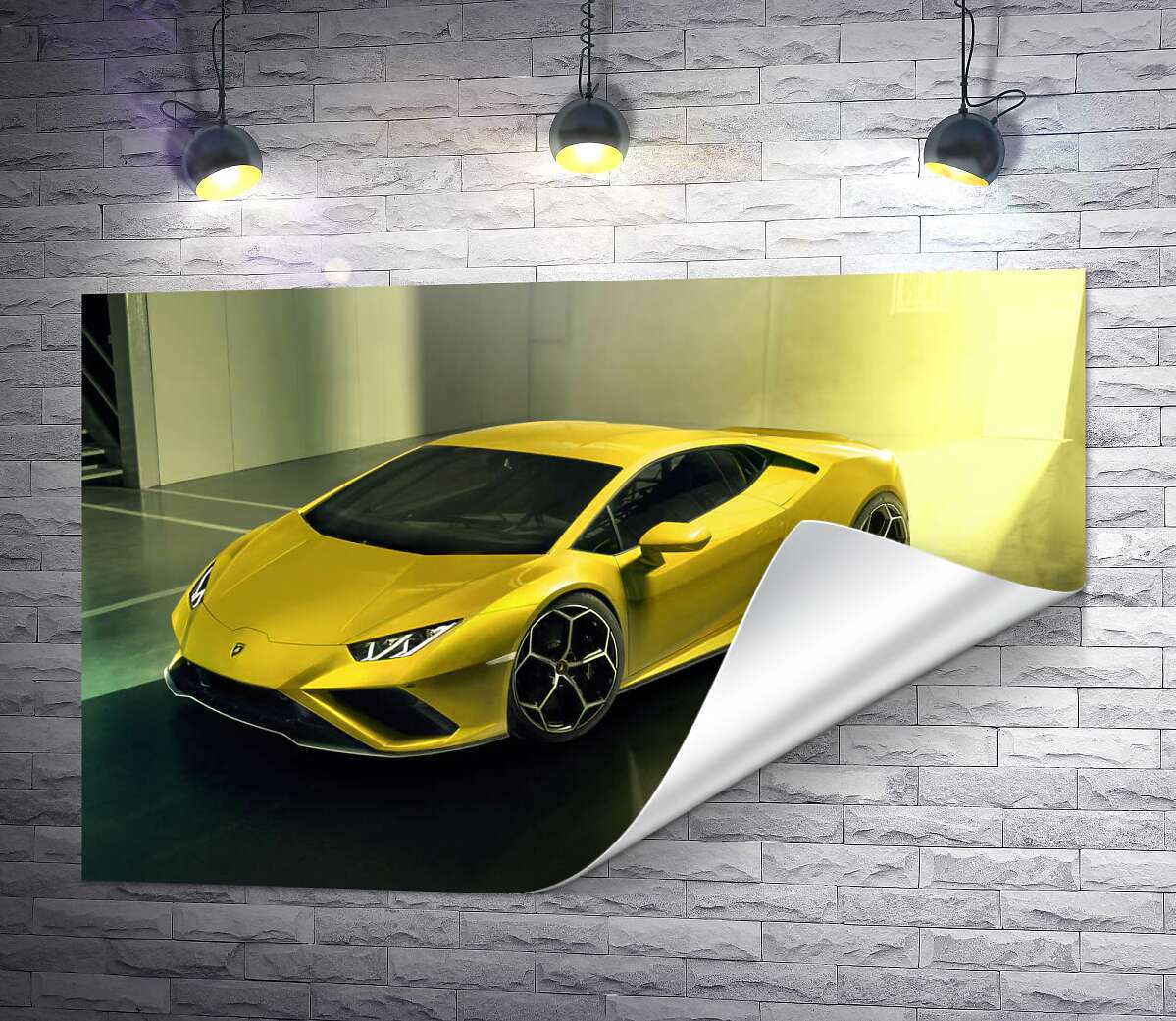 печать Золотой автомобиль Lamborghini Huracan