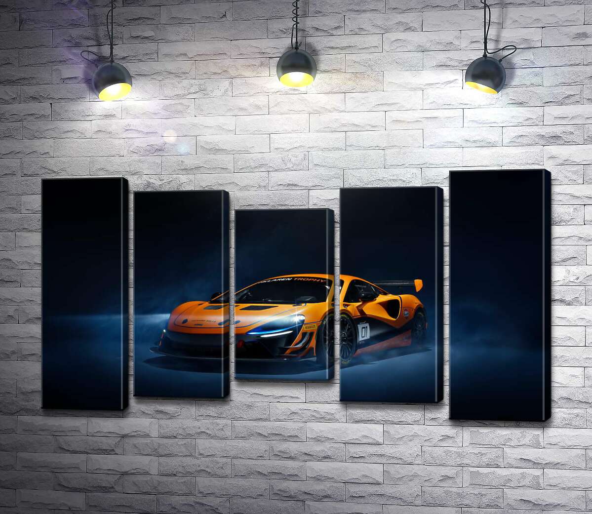 модульна картина Золотий автомобіль McLaren Artura в серпанку (Модуль №27)