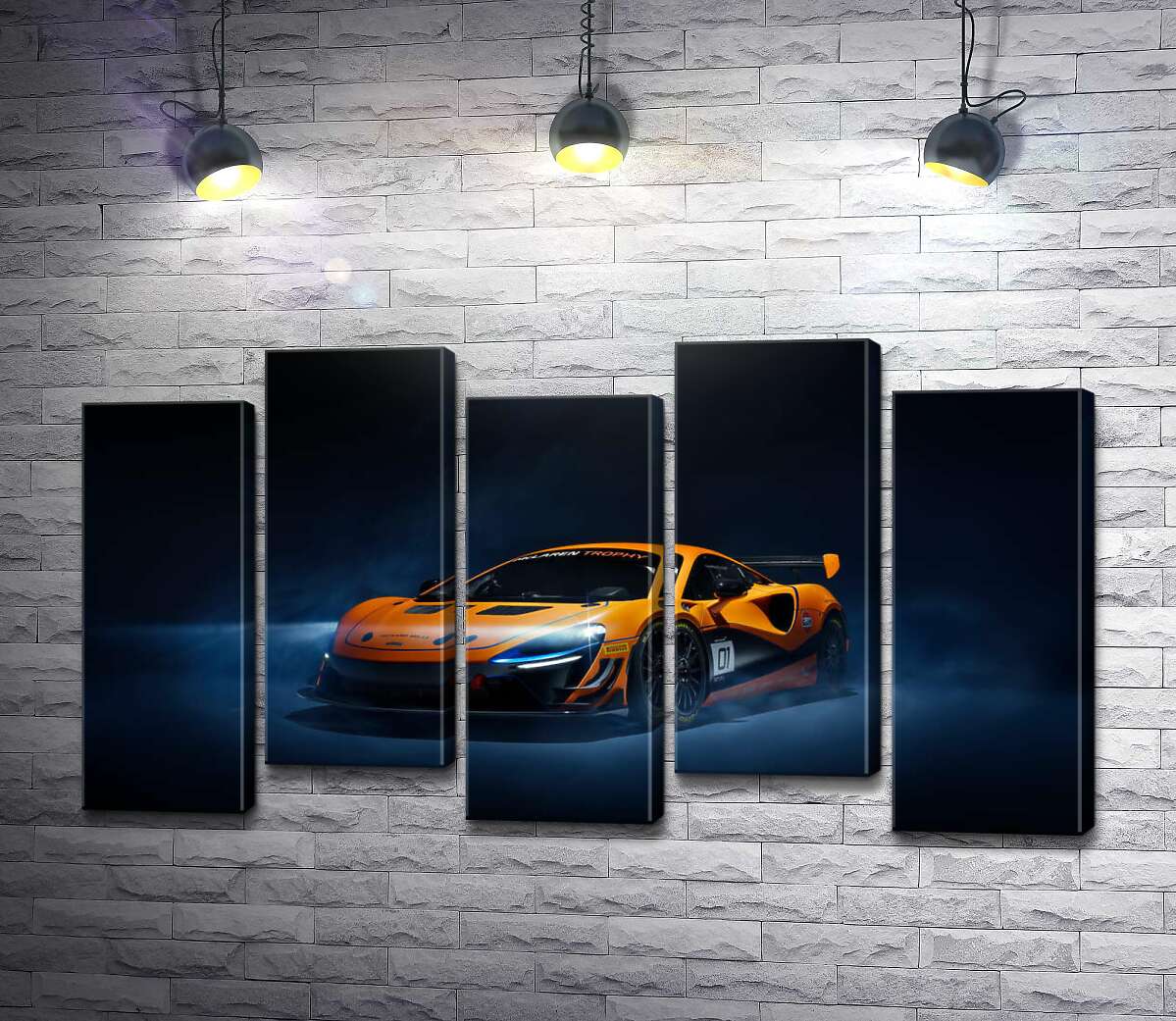 модульна картина Золотий автомобіль McLaren Artura в серпанку (Модуль №30)