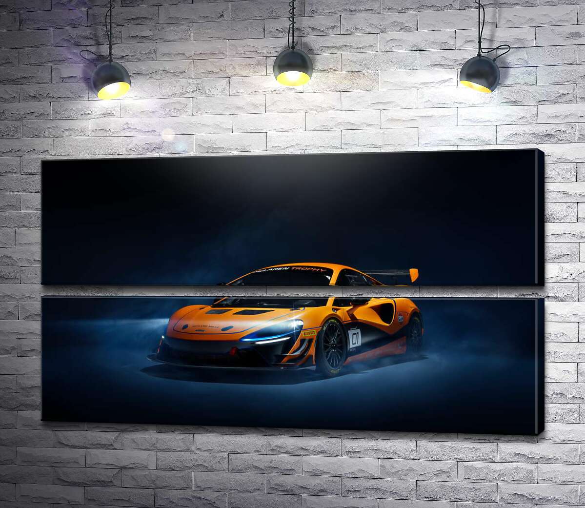 модульна картина Золотий автомобіль McLaren Artura в серпанку (Модуль №7)