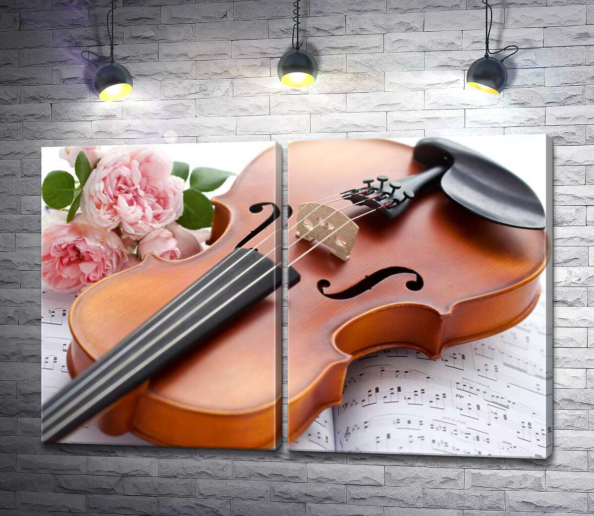 модульная картина Нежные розы и изящная скрипка