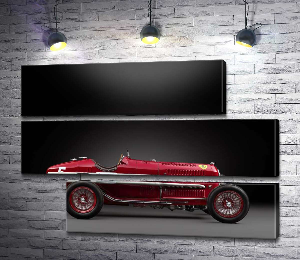 модульна картина Вінтажний червоний автомобіль Alfa Romeo P3 (Модуль №16)