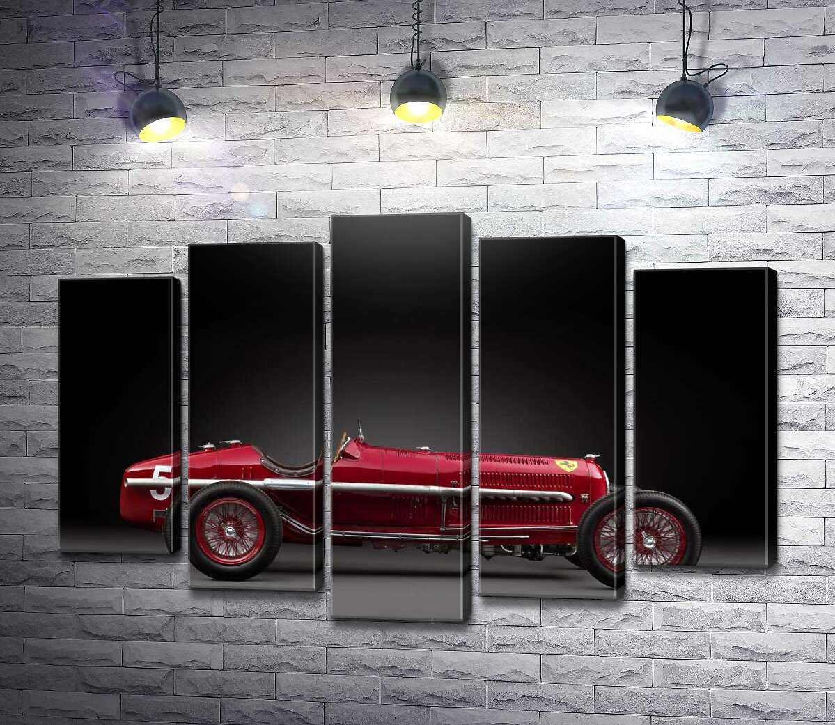 модульна картина Вінтажний червоний автомобіль Alfa Romeo P3 (Модуль №4)