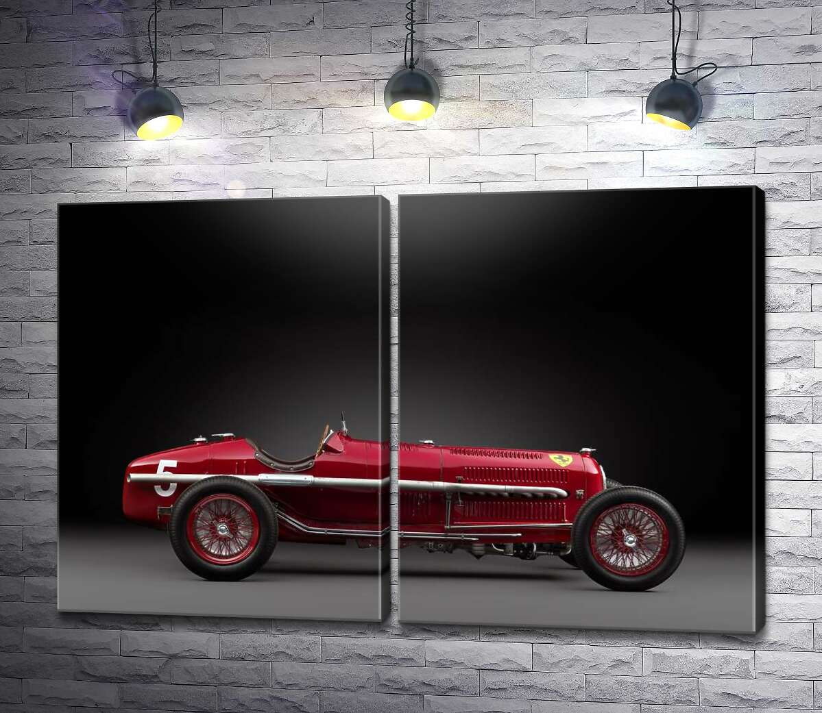 модульная картина Винтажный красный автомобиль Alfa Romeo P3