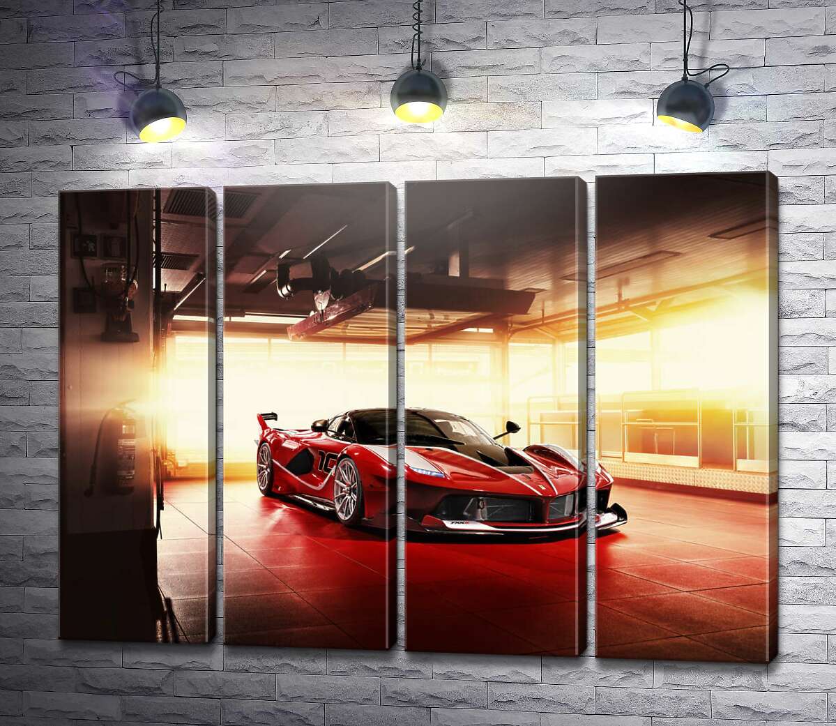модульна картина Червоний автомобіль Ferrari FXX-K в ангарі (Модуль №24)
