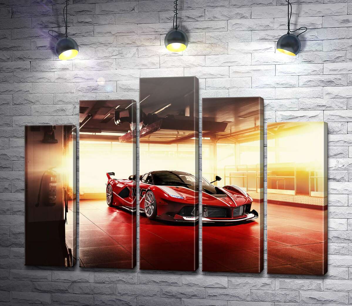 модульна картина Червоний автомобіль Ferrari FXX-K в ангарі (Модуль №29)