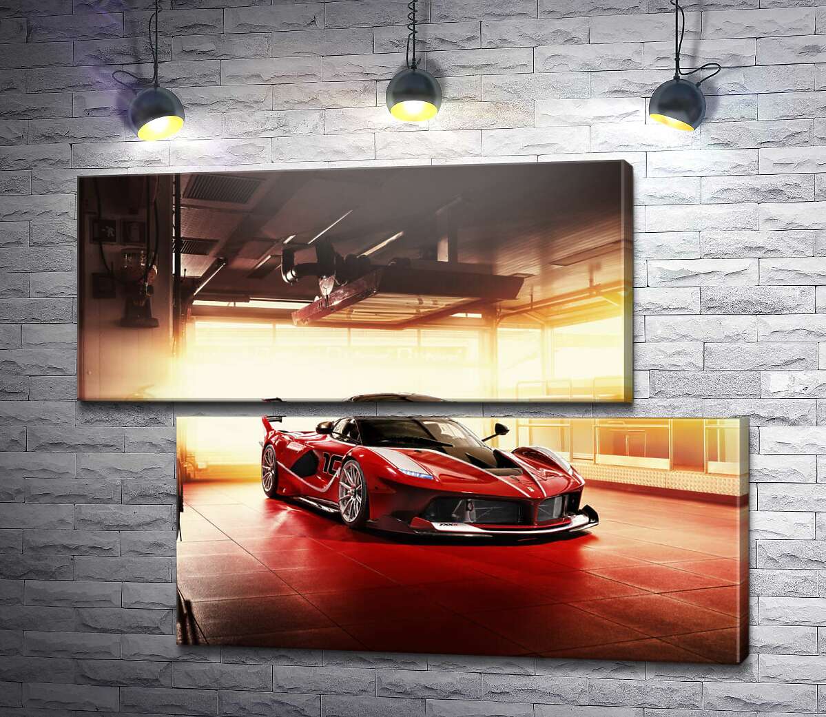 модульна картина Червоний автомобіль Ferrari FXX-K в ангарі (Модуль №8)
