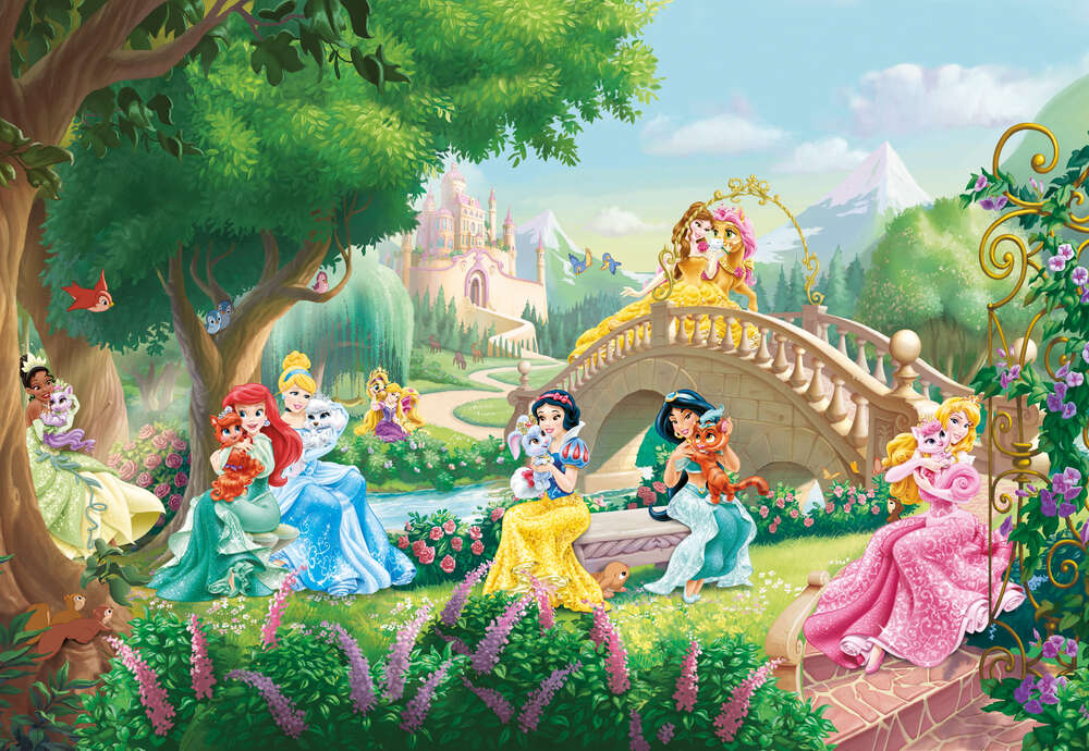 картина-постер Сказочные принцессы Диснея с домашними животными