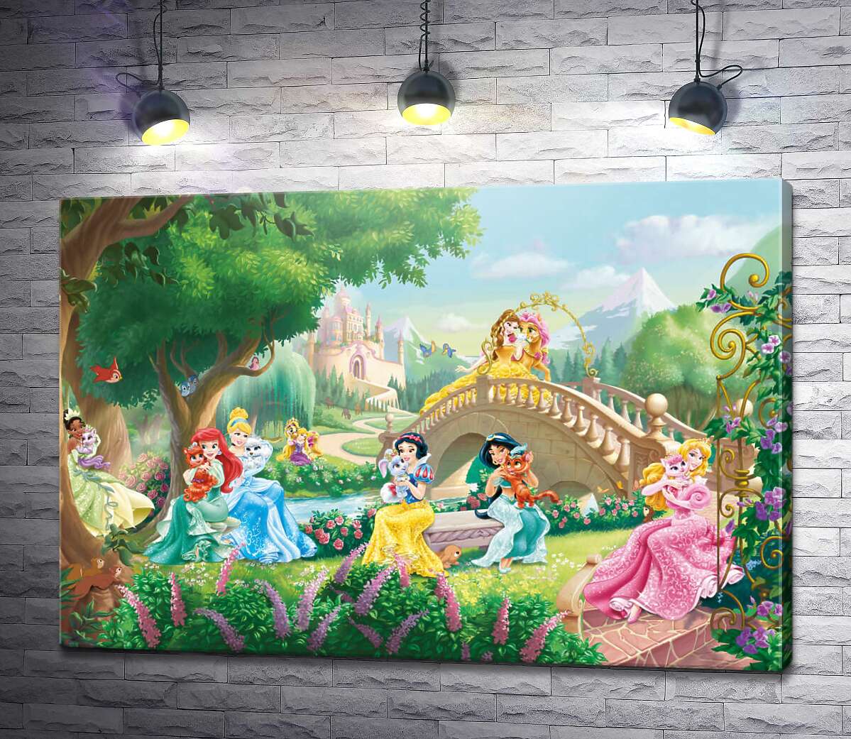 картина Сказочные принцессы Диснея с домашними животными