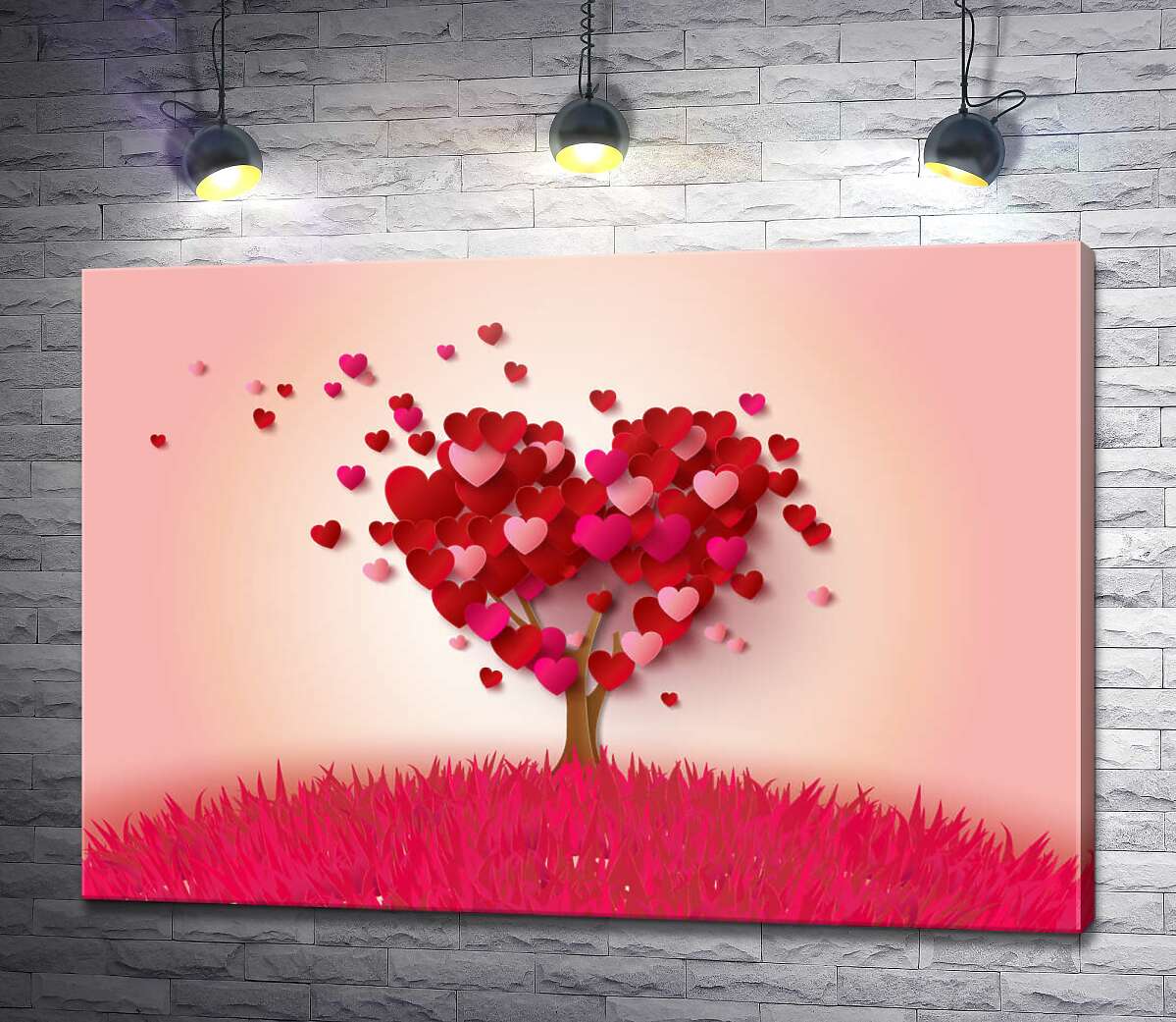 картина Романтичное дерево из сердечек