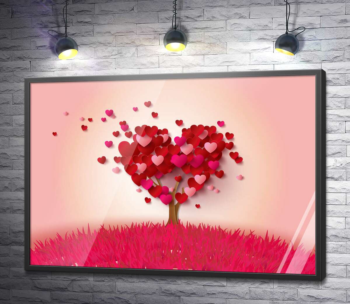 постер Романтичне дерево з сердечок