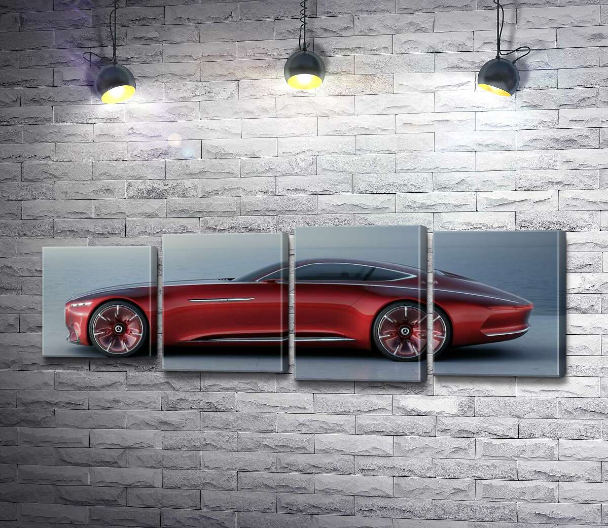 модульная картина Красный автомобиль Mercedes-Maybach Vision 6 (Модуль №3)