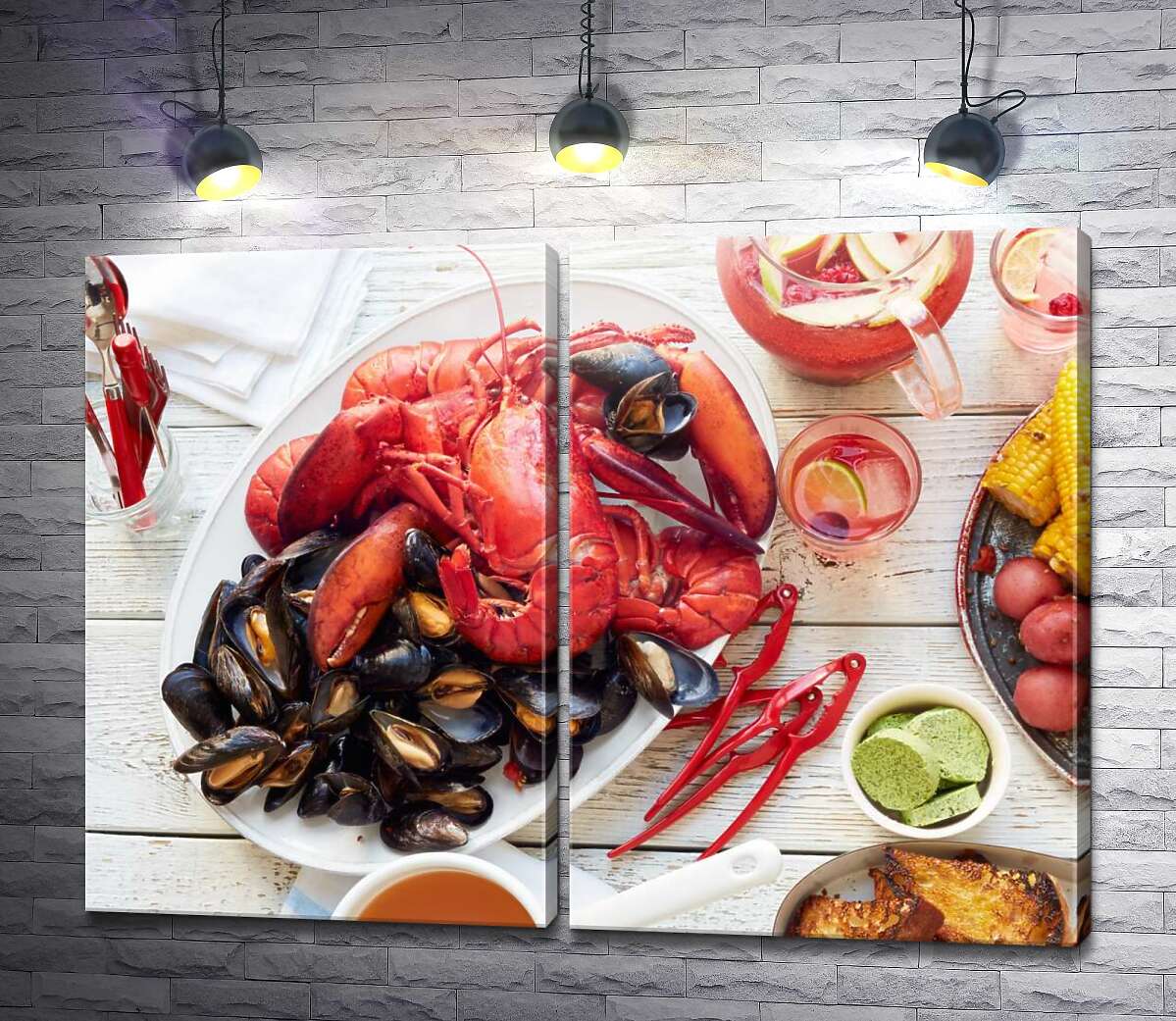 модульна картина Літні морепродукти на столі