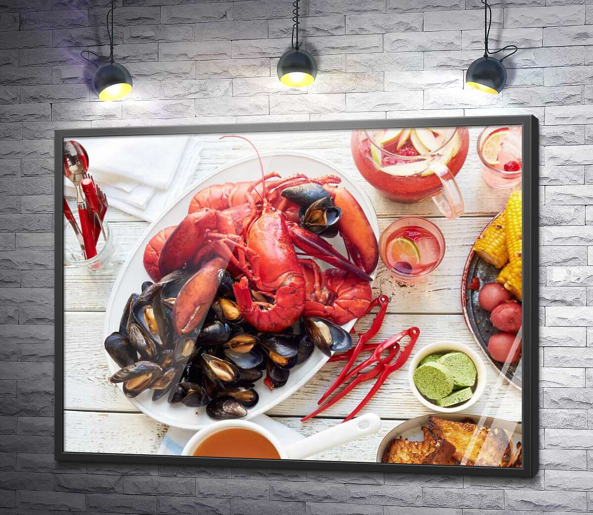 постер Літні морепродукти на столі