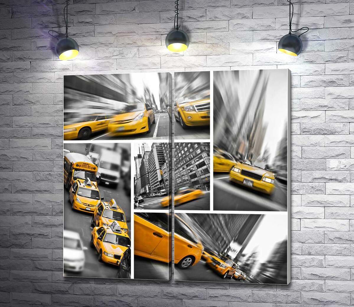 модульная картина Желтые такси в дороге